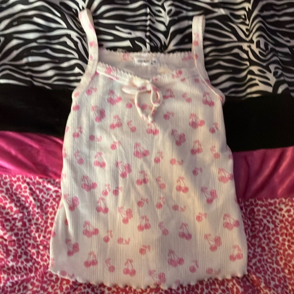 Cherry tank top cropped at the higher waist